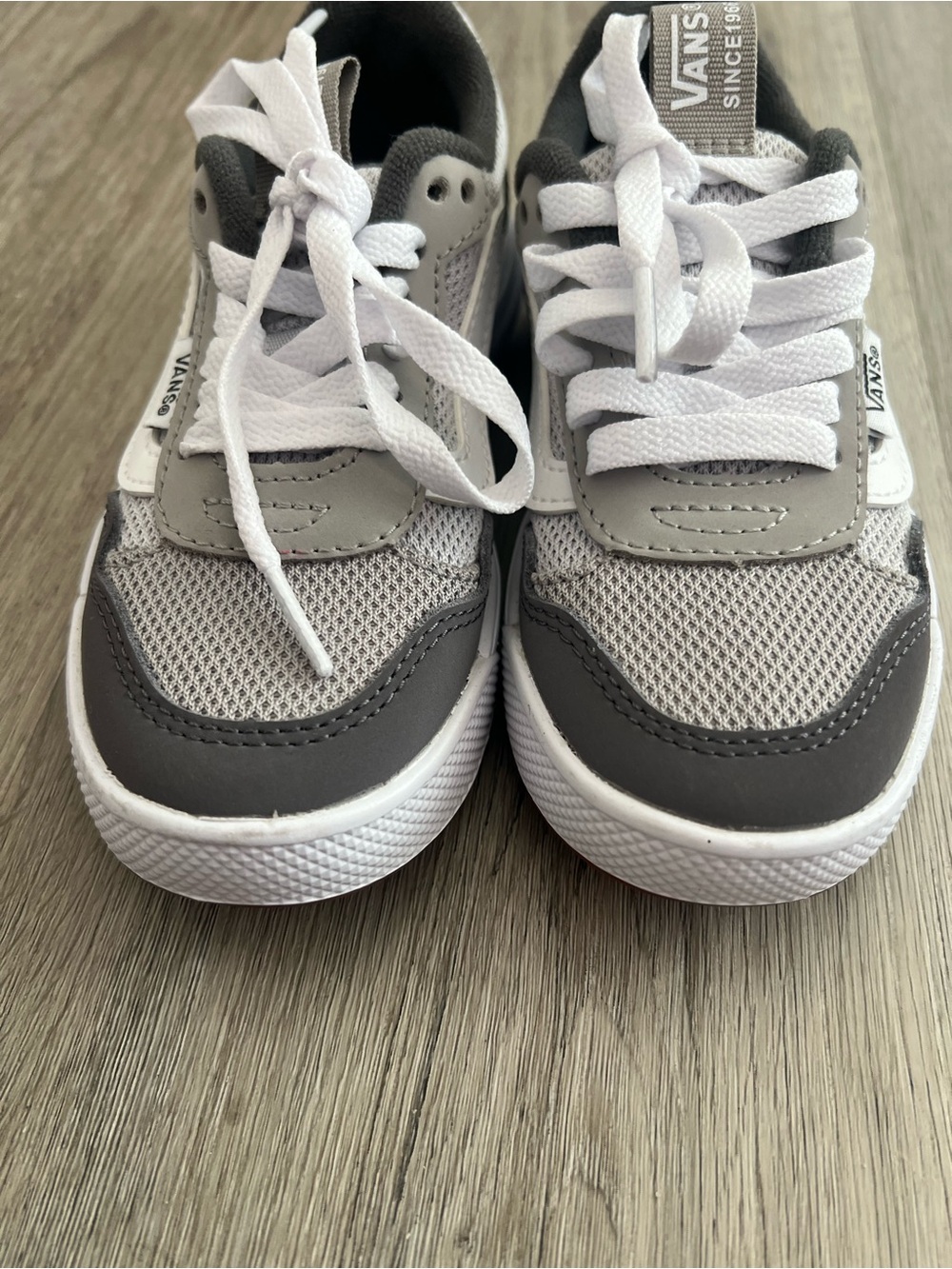 Vans Gray & White Kids Sneakers - Picture 3 of 6